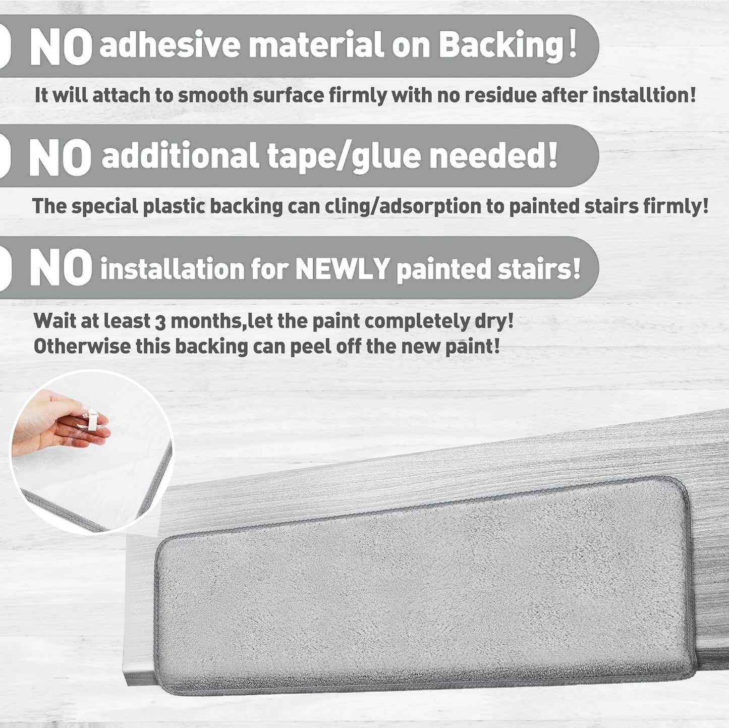 PURE ERA Carpet Stair Treads Ultra Plush 9.5" X 30"Soft Bullnose Indoor Stair Protectors Pet-Friendly Non-Slip Skid Resistant Tape Free Washable Reusable(14 Pieces, Cream Gray)