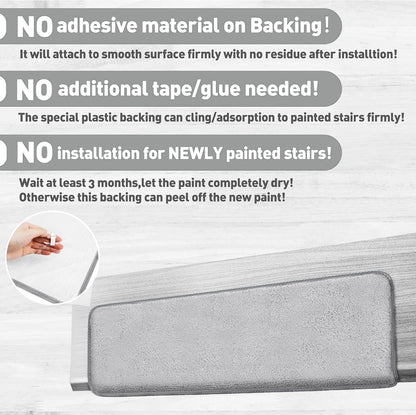 PURE ERA Carpet Stair Treads Ultra Plush 9.5" X 30"Soft Bullnose Indoor Stair Protectors Pet-Friendly Non-Slip Skid Resistant Tape Free Washable Reusable(14 Pieces, Cream Gray)