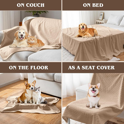 Waterproof Couch Cover, Reversible, Pet-Friendly, Washable and Anti-Slip Couch Covers for Sofa Protection with 3 Cushions, Sofa Slipcovers for Dogs and Cats (71×118in/Brown)