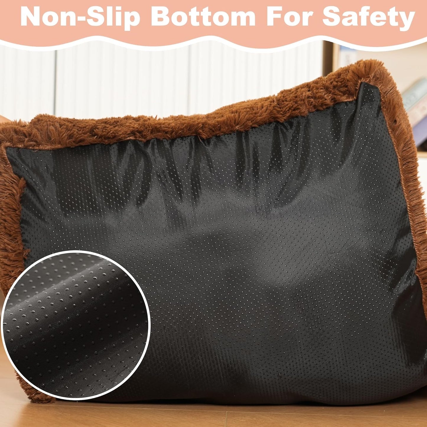 Bedfolks Waterproof Dog Crate Bed, Plush With Removable Washable Cover, Faux Fur Crate Pad for Medium Dogs, Fluffy Kennel 29"x21", Dark Grey