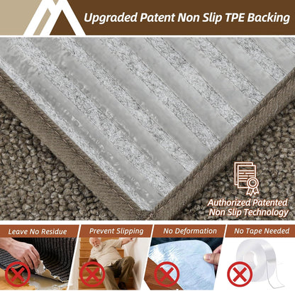 COSY HOMEER Edging Stair Treads Non-Slip Carpet Mat 28inX9in Indoor Stair Runners for Wooden Steps, Edging Stair Rugs for Kids and Dogs, 100% Polyester TPE Backing (7pc, Beige)
