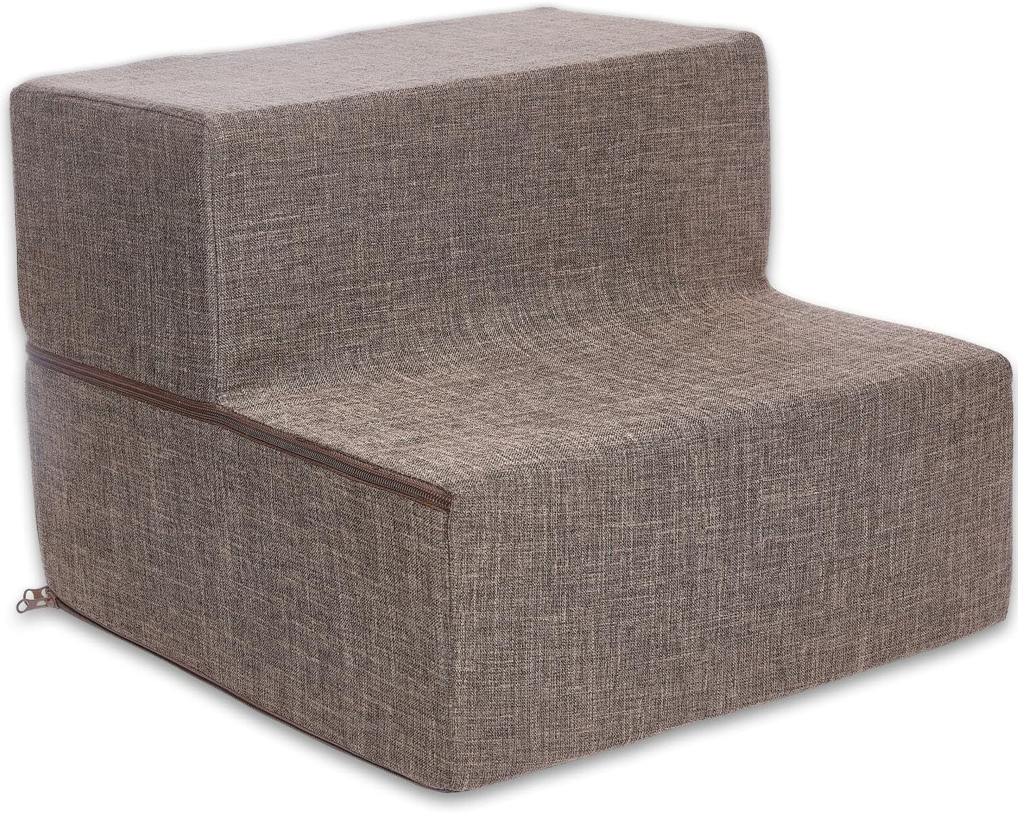 Best Pet Supplies Dog Stairs & Steps - Foam Steps for Small Dogs & Cats, Non-Slip Indoor Balanced Pet Step Support, Dog Ramp, No Assembly, Ash Gray Linen, 2-Step (12-inch Height)