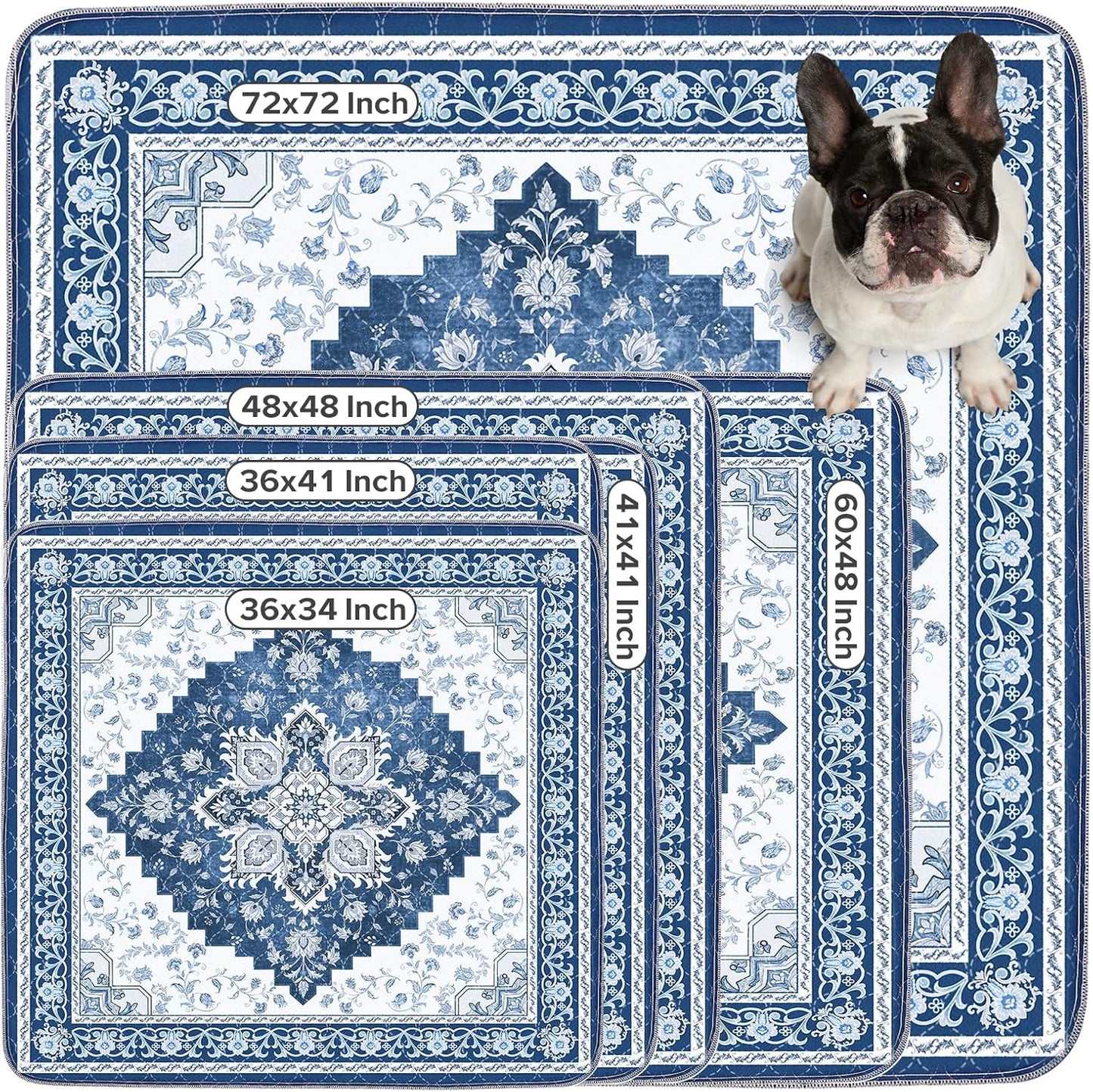 INVENHO Washable Pee Pads for Dogs 72"x72" Reusable Dog Pads Extra Large Upgrade Non-Slip Dog Pee Pads Heavy Absorbency Puppy Pee Pads Quick Dry Whelping Pads/Waterproof Puppy Training Pad