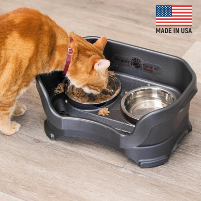 Neater Pet Brands Neater Feeder Deluxe Mess Proof Dog Bowls Elevated for Large Dogs Over 40 lbs, Made in USA, No Spill Raised Dog Food Bowl Stand Feeding Station, Food and Water Bowl Set, Black