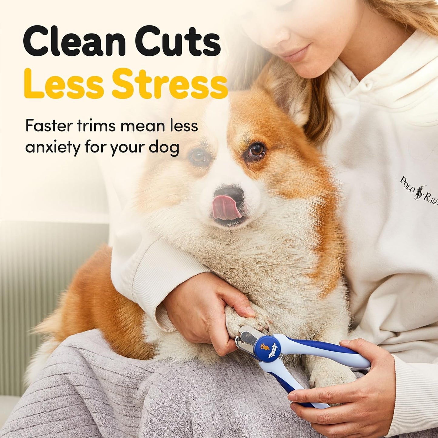 LED Dog Nail Clippers with Light, Trimmers with Protective Guard, Quick Sensor, Safety Lock and Nail File - Suitable for Large and Small Dogs & Cats (Yellow, LED)