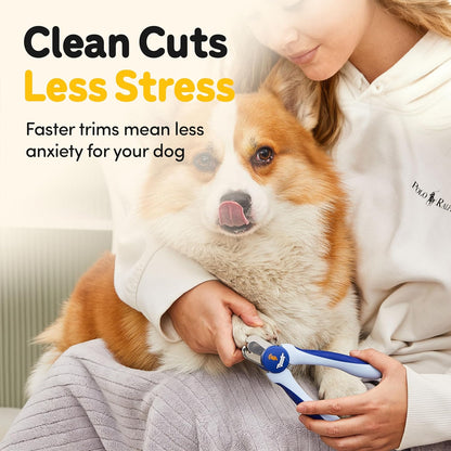 LED Dog Nail Clippers with Light, Trimmers with Protective Guard, Quick Sensor, Safety Lock and Nail File - Suitable for Large and Small Dogs & Cats (Yellow, LED)