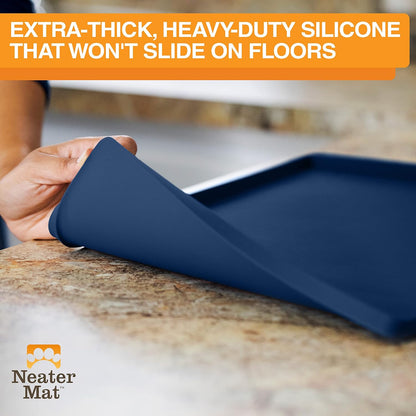 Neater Pet Brands Neater Mat Cat & Dog Food Mat, Waterproof & BPA-Free Silicone Placemat with Raised Edge for Under Food and Water Bowls, 19" x 12", Gunmetal Grey