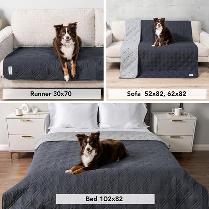PetAmi Waterproof Couch Cover for Dogs, Reversible Furniture Cover Sofa Protector for Pet Cat Bed, Washable Blanket Dog Cover for Couch Seat, 52x82 Gray