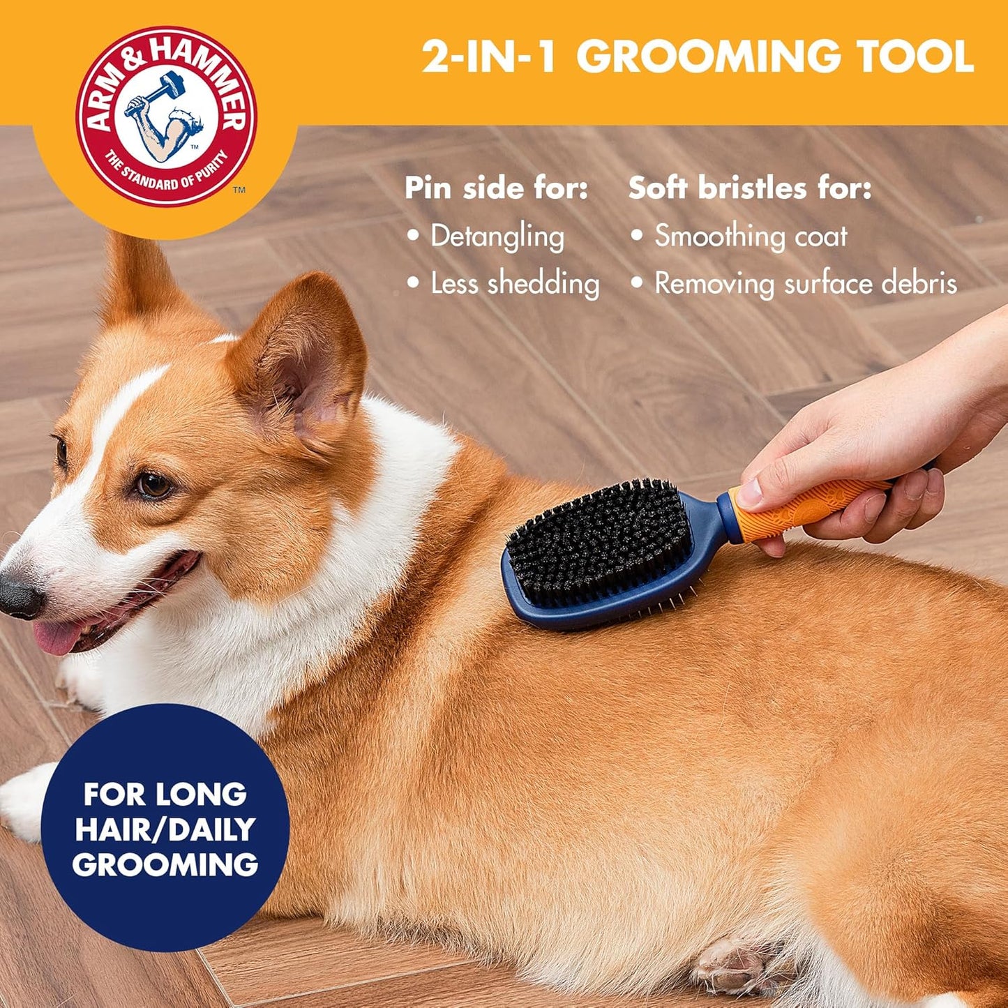 Arm & Hammer Deodorizing Dog Grooming Comb, Fragrance Transfer Technology with Baking Soda, Fine & Standard Teeth for Detangling & Flea Removal, Dematting Tool for Dogs, Sweet Apple & Rose Scent