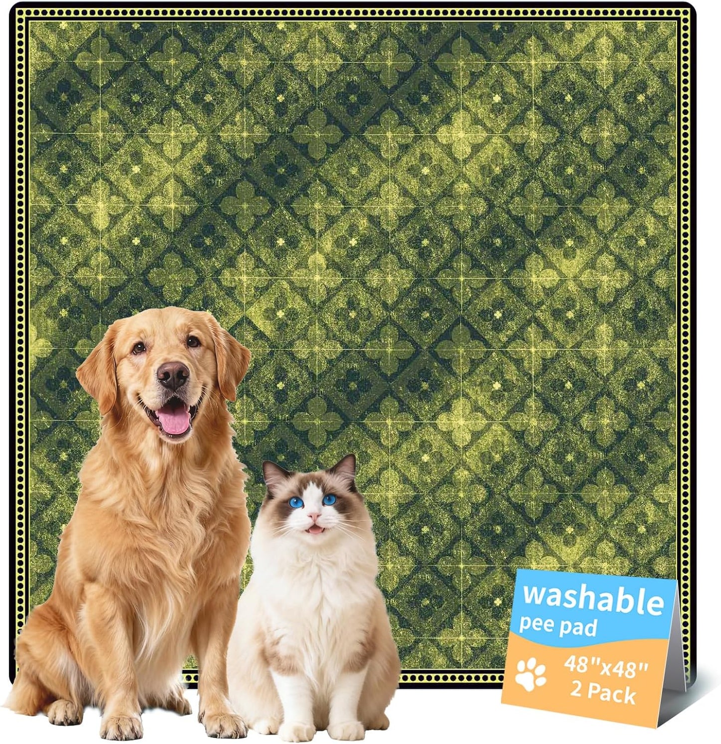Washable Pee Pads for Dogs, Reusable Puppy Potty Training Pads, Ultra-Absorbent Thick Waterproof Leak-Proof Non-Slip Pads & Mat for Crate, Playpen, Floor, Whelping & Housebreaking , 2 Pack 18"x24"