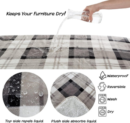 Waterproof Pet Blanket - 50x60-Inch Reversible Sherpa Fleece Throw Protects Couches, Cars, and Beds from Spills, Stains, and Fur by PETMAKER (Gray)