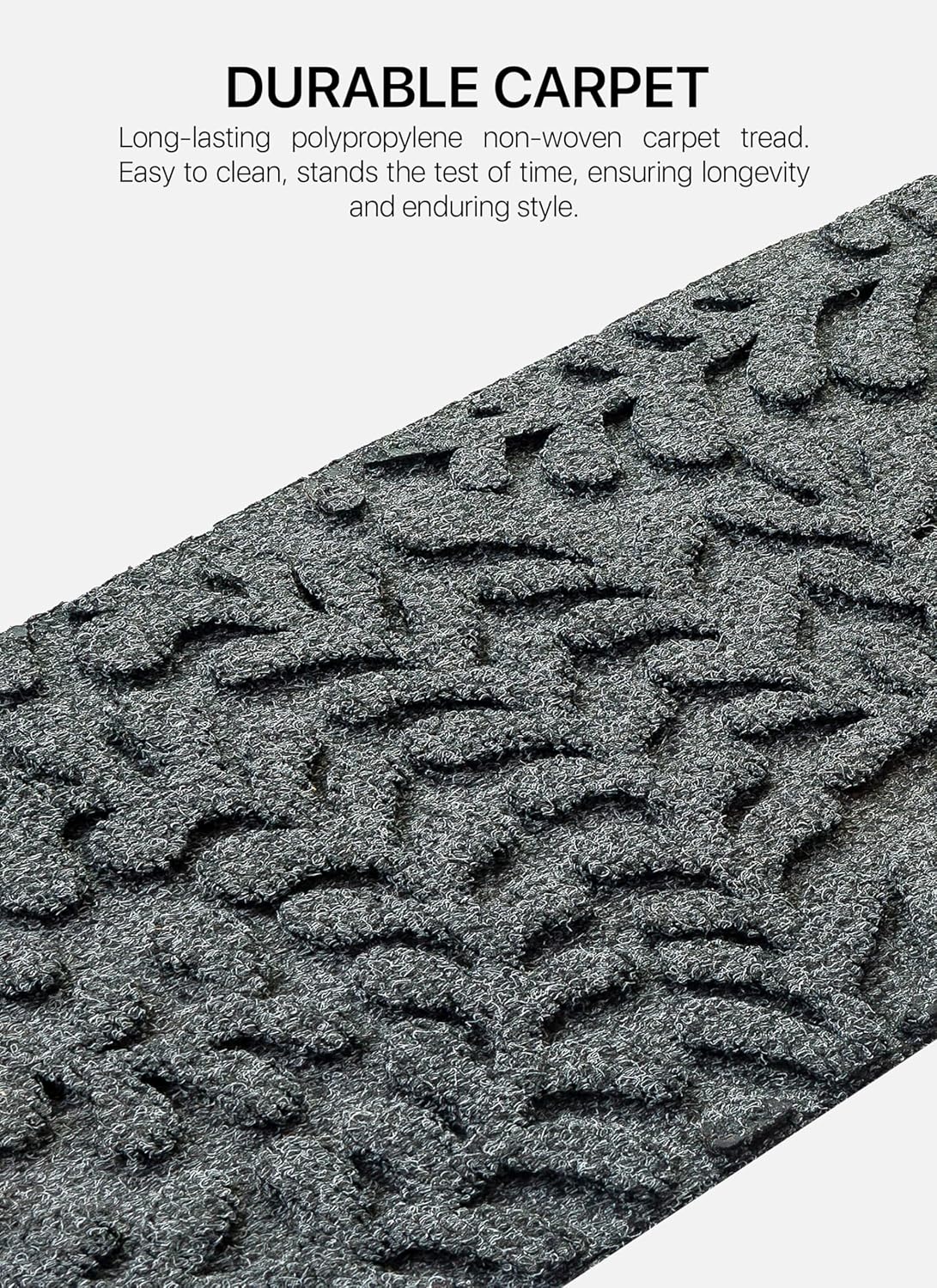 FINEHOUS Outdoor Stair Treads Non-Slip 35”x10” (6-Pack) – Carpet Treads with Rubber Backing Diamond Grey