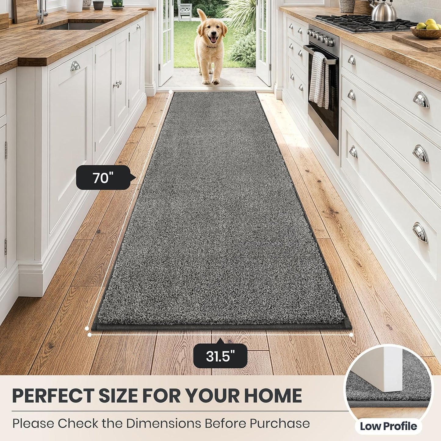 PURRUGS Dirt Trapping Door Mat 20" x 31.5", Non-Slip Machine Washable Entryway Rug, Dog Doormat, Indoor Front Door Mat, Super Absorbent Entry Rug for Muddy Shoes & Paws, Bluish Grey-Black