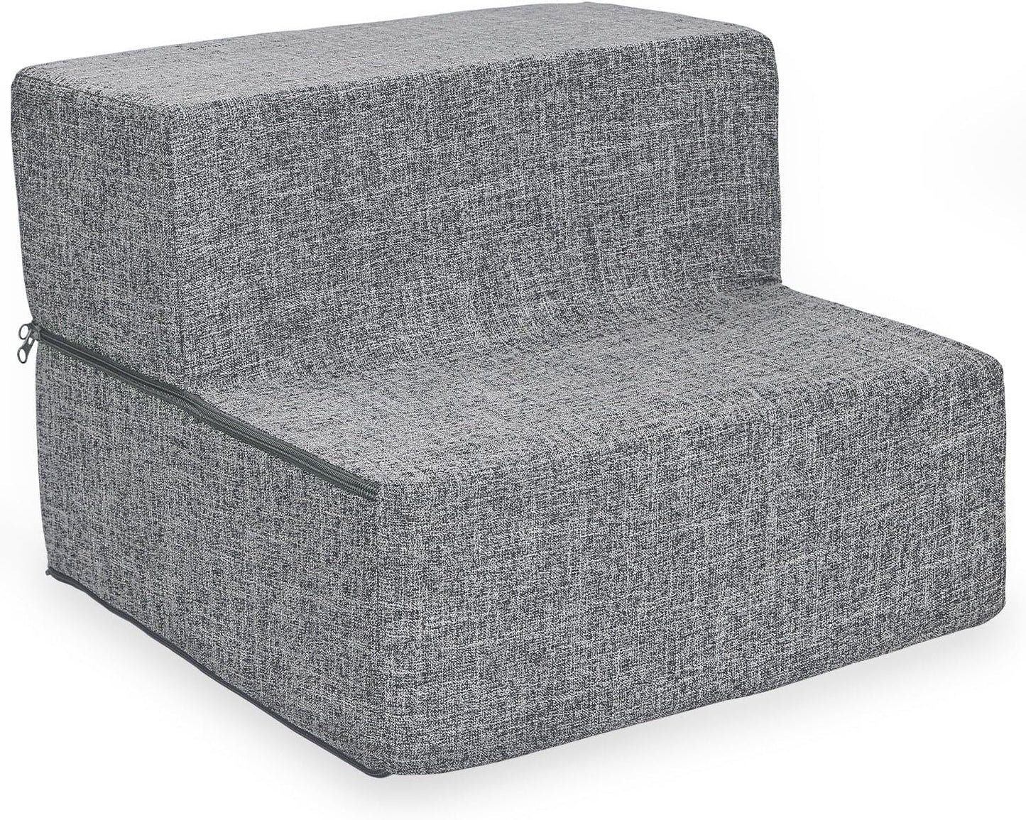 Best Pet Supplies Dog Stairs & Steps - Foam Steps for Small Dogs & Cats, Non-Slip Indoor Balanced Pet Step Support, Dog Ramp, No Assembly, Ash Gray Linen, 2-Step (12-inch Height)