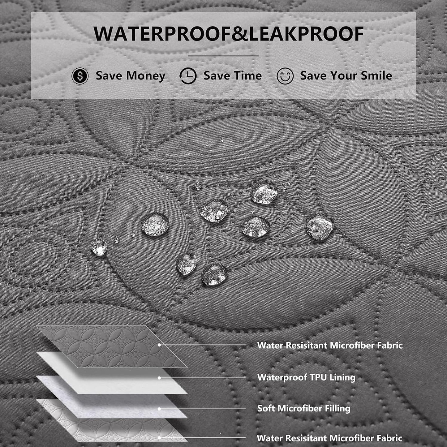 Waterproof Dog Blanket, 30x30 inches Small Pet Couch Covers for Sofa, Chair Bed Furniture Protector from Dogs Washable and Reversible-Lightgrey+Darkgrey
