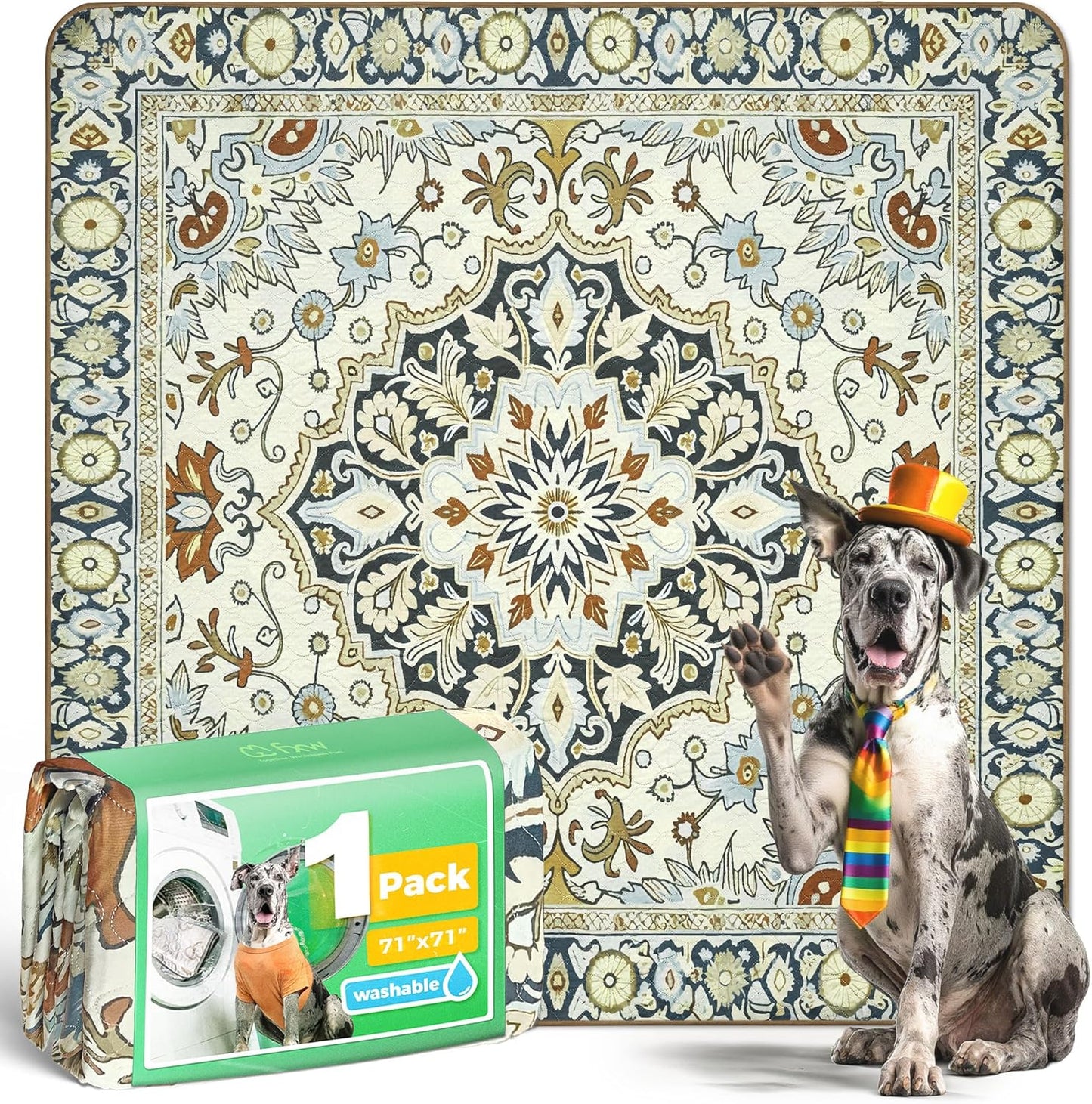 FXW Washable Pee Pads for Dogs, Puppy Pads with Super Absorbent, Specifically Designed for FXW Rollick/Homeplus 24inch 6 Panels Dog Playpen, 39" x 63" Rectangle, Khaki, 1 Pack