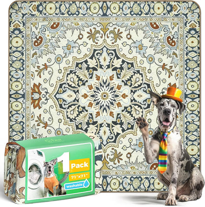 FXW Washable Pee Pads for Dogs, Puppy Pads with Super Absorbent, Specifically Designed for FXW Rollick/Homeplus 24inch 6 Panels Dog Playpen, 39" x 63" Rectangle, Khaki, 1 Pack