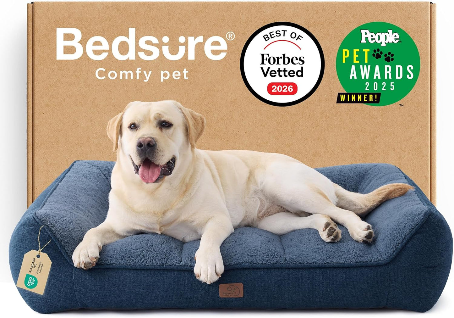 Bedsure SupportMax™ XL Pro Orthopedic Dog Beds Large Sized Dog - Extra Thick Supportive Dogs Couch with Waterproof Washable Cover, Extra Large Comfort Pet Sofa with Sherpa & Nonskid Bottom, Grey, 45"