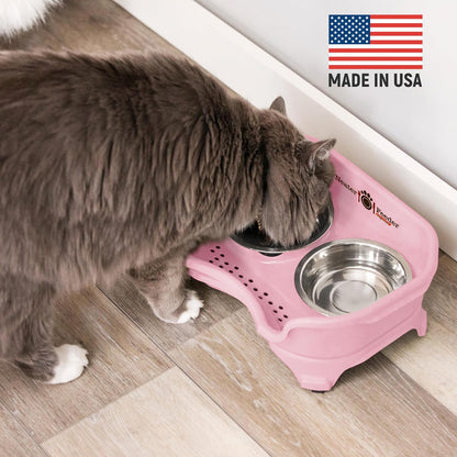 Neater Feeder Express Mess Proof Dog Bowls Elevated for Small Breeds under 15 Lb, Made in USA, No Spill Raised Dog Food Bowl Stand, Stainless Steel Food and Water Bowl Set, Feeding Station, Cappuccino