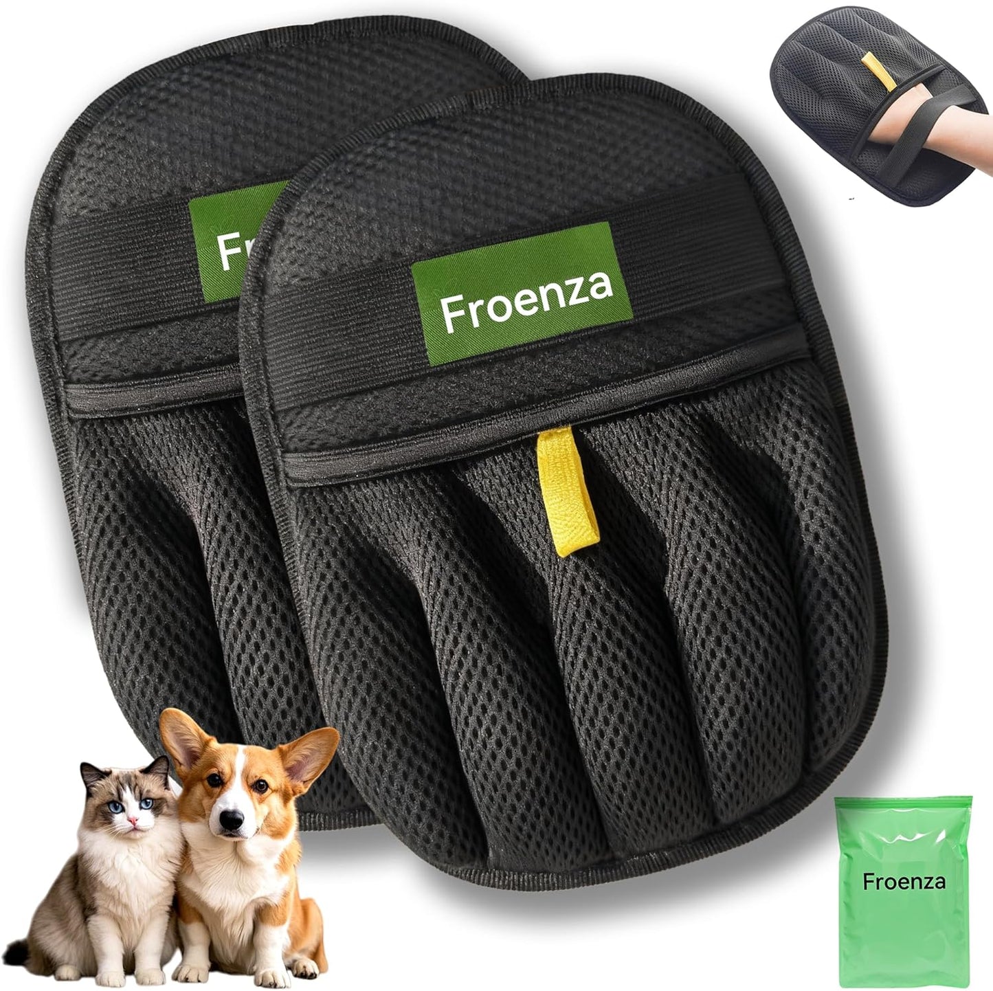 Pet Hair Removal Glove for Dogs & Cats- Upgraded 10mm Thickened Electrostatic Magic Brush- Pet Hair Remover Glove for Couch, Furniture, Clothes, Car & Carpet, Reusable Pet Hair Removal Tool