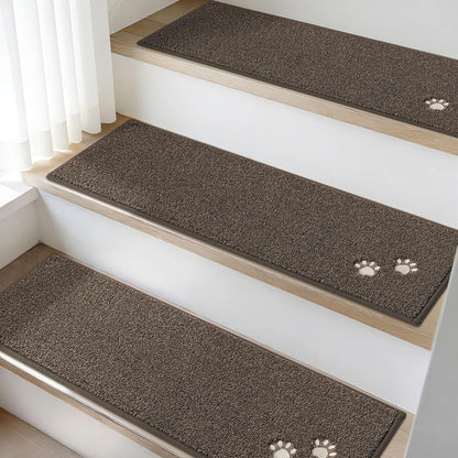 BEQHAUSE Stair Treads for Wooden Steps 28inX9in, Non Slip Carpet Stair Treads Indoor Stair Runners Machine Washable, Soft Stair Rugs Mat Surface Polyester TPE Backing, 4pcs, Charcoal