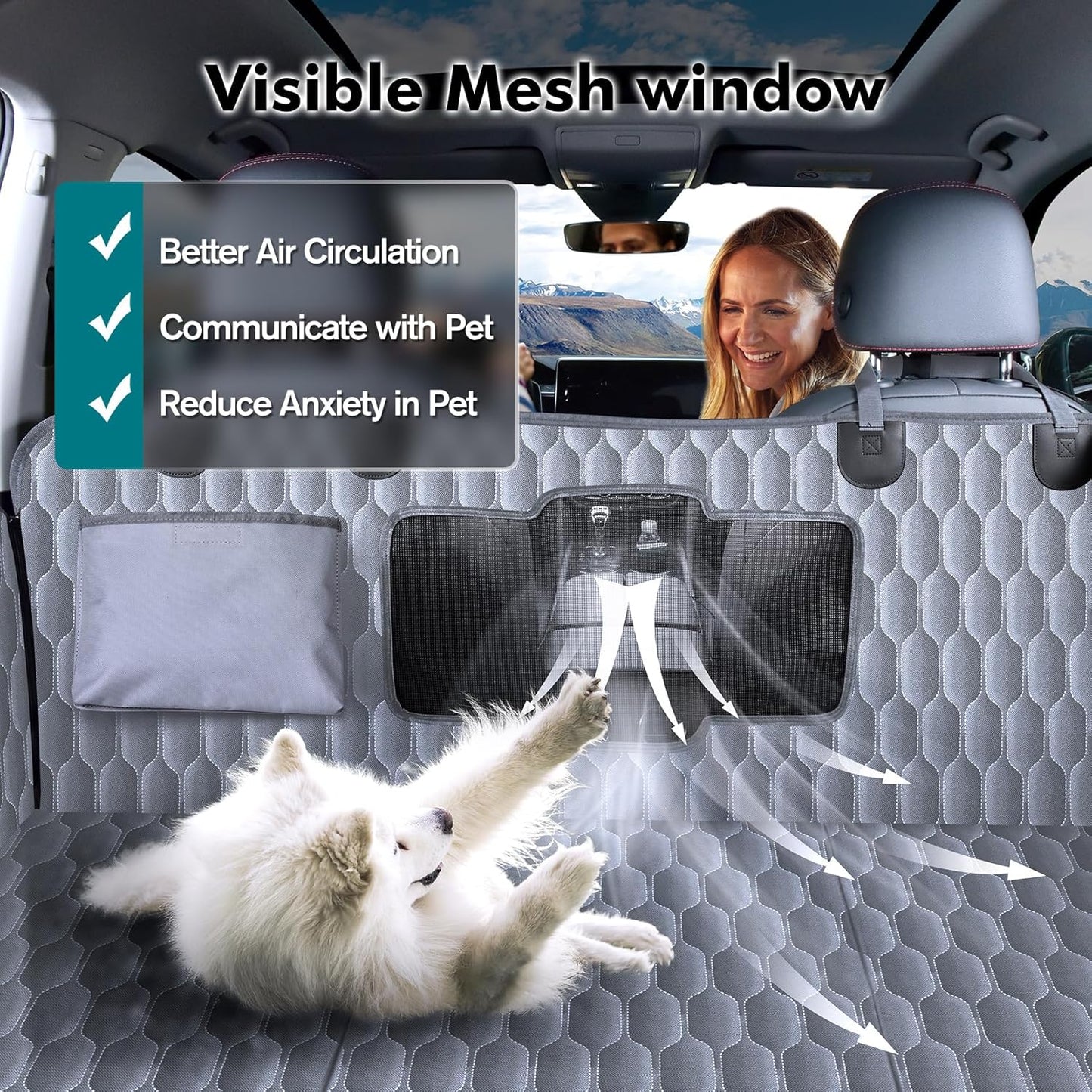 Chumajor Back Seat Extender for Dogs-Supports 400lb,Waterproof Dog Car Seat Cover Hard Bottom-Detachable,600D Heavy Duty Scratch Proof Nonslip Soft,Dog Hammock for Car,SUVs