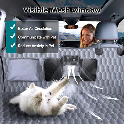 Chumajor Back Seat Extender for Dogs-Supports 400lb,Waterproof Dog Car Seat Cover Hard Bottom-Detachable,600D Heavy Duty Scratch Proof Nonslip Soft,Dog Hammock for Car,SUVs