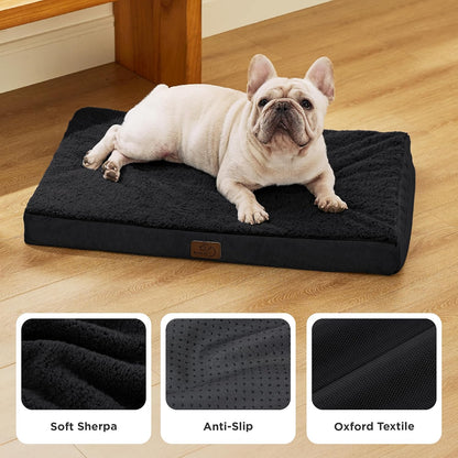 Bedsure Dog Beds Large Sized Dog - Comfy Flat Pet Beds with Removable Washable Cover, Orthopedic Egg Crate Foam Puppy Mat, Suitable for Pet Up to 65 lbs