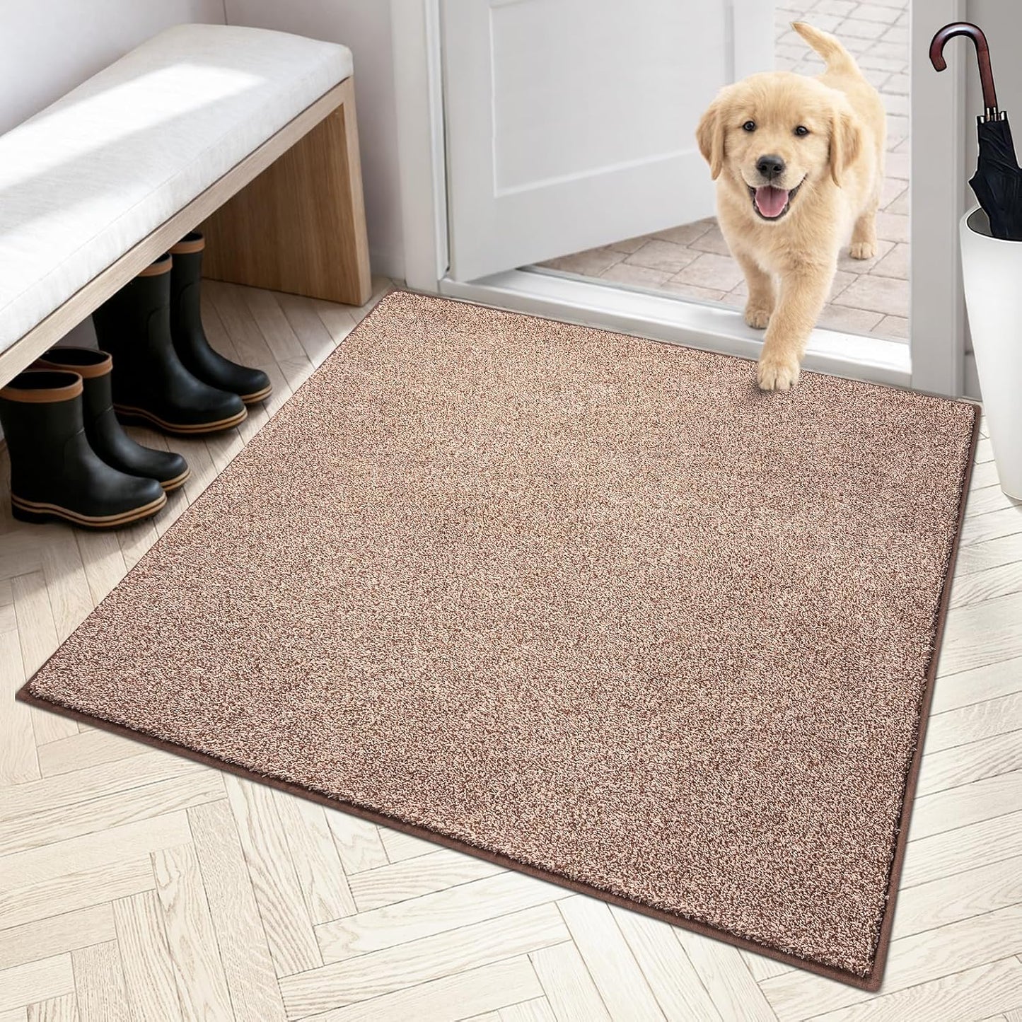 PURRUGS Dirt Trapping Door Mat 20" x 31.5", Non-Slip Machine Washable Entryway Rug, Dog Doormat, Indoor Front Door Mat, Super Absorbent Entry Rug for Muddy Shoes & Paws, Bluish Grey-Black