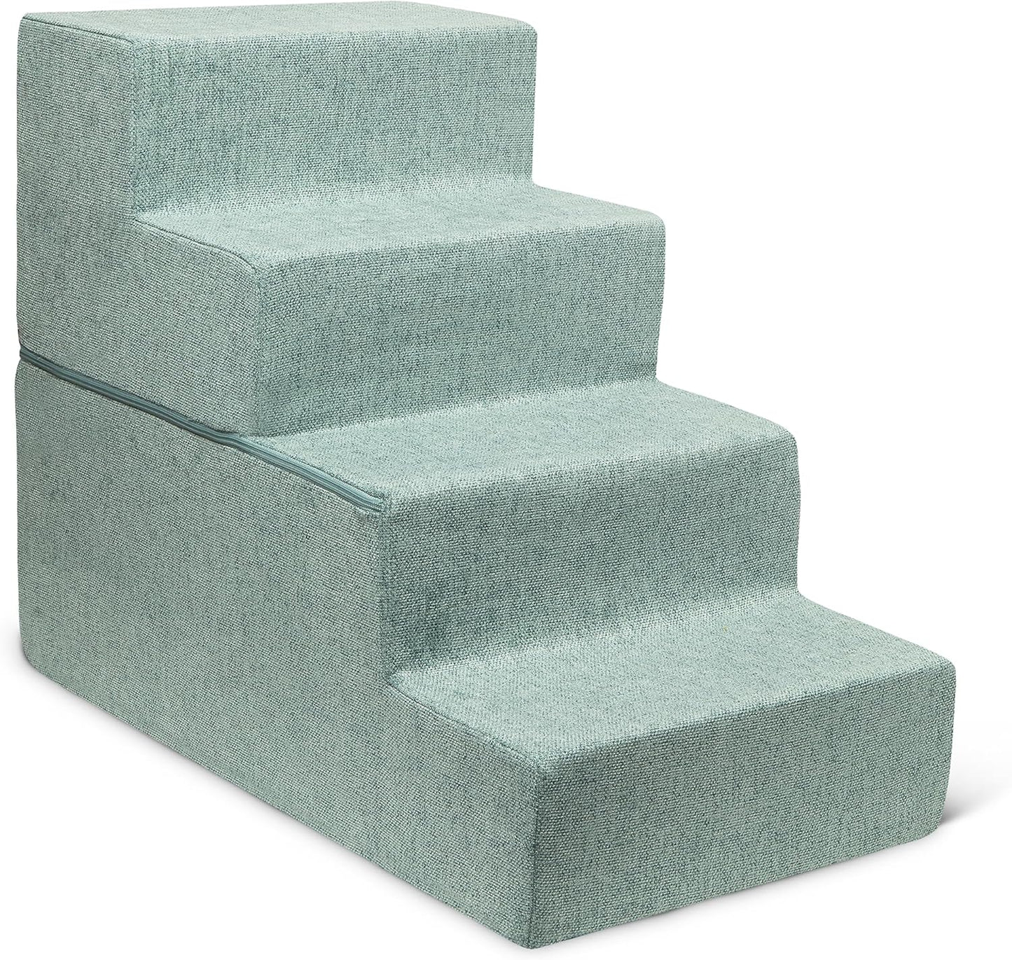 Best Pet Supplies Dog Stairs & Steps - Foam Steps for Small Dogs & Cats, Non-Slip Indoor Balanced Pet Step Support, Dog Ramp, No Assembly, Pale Teal, 3-Step (13.5-inch Height)