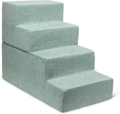 Best Pet Supplies Dog Stairs & Steps - Foam Steps for Small Dogs & Cats, Non-Slip Indoor Balanced Pet Step Support, Dog Ramp, No Assembly, Pale Teal, 3-Step (13.5-inch Height)