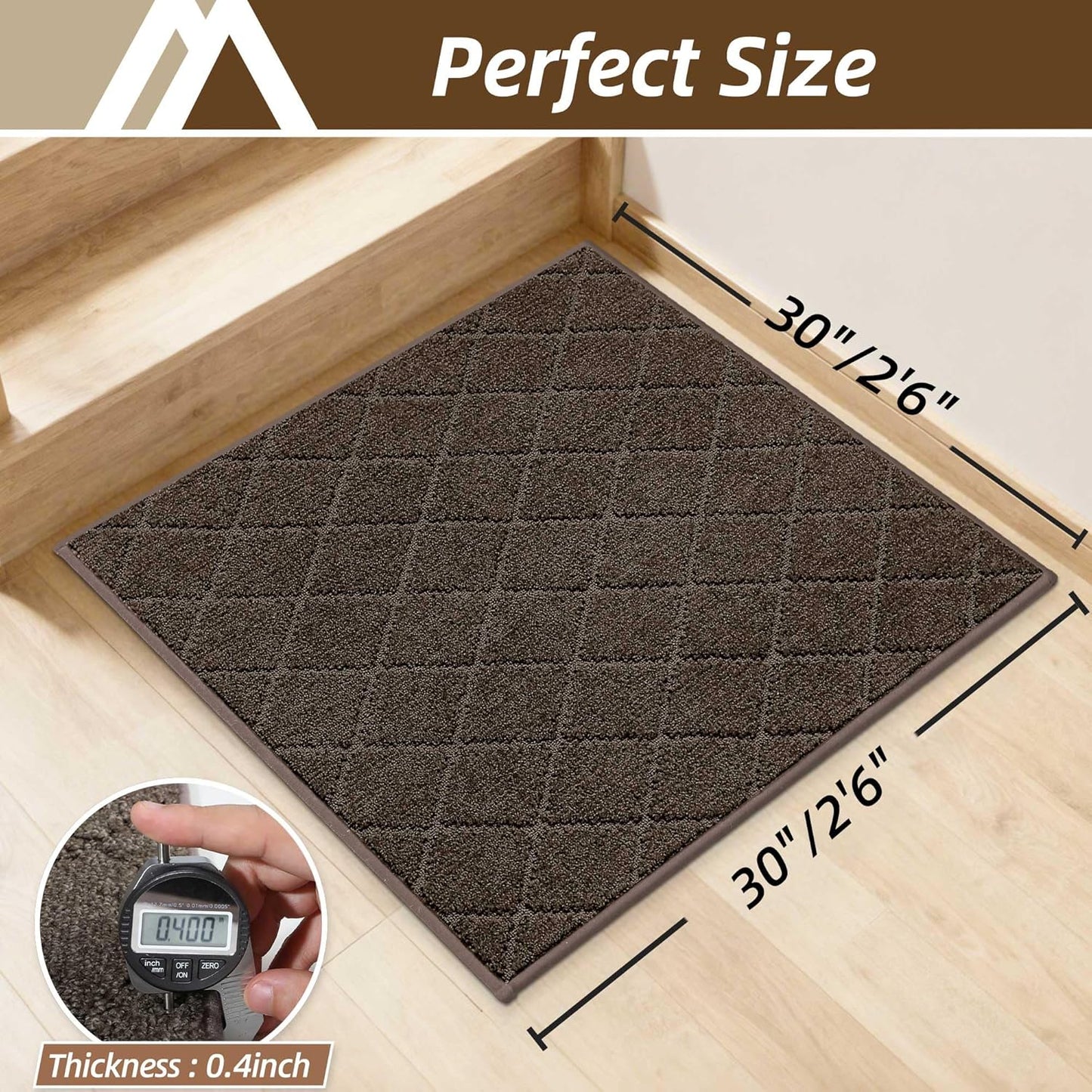 COSY HOMEER Edging Stair Treads Non-Slip Carpet Mat 28inX9in Indoor Stair Runners for Wooden Steps, Edging Stair Rugs for Kids and Dogs, 100% Polyester TPE Backing (7pc, Beige)