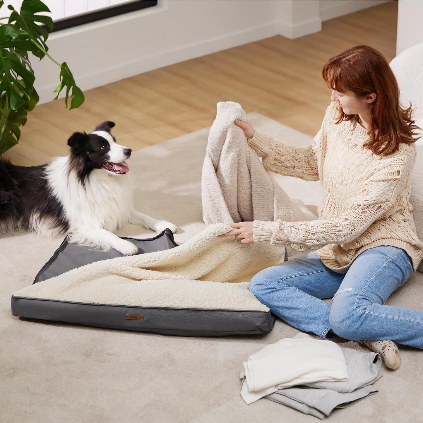 LE SURE Waterproof Dog Bed Cover Replacement Washable - Large Size for Pet Mat 36x27x3 Inches, Grey