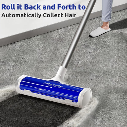 ACE2ACE A3 Pro Carpet Roller for Pet Hair, Carpet Pet Hair Removal Tool, Reusable Large Lint Rollers, 5 Feet Long Handle No Bending No Kneeling, Cat Dog Hair Remover for Carpet, Rugs, Mats, Black