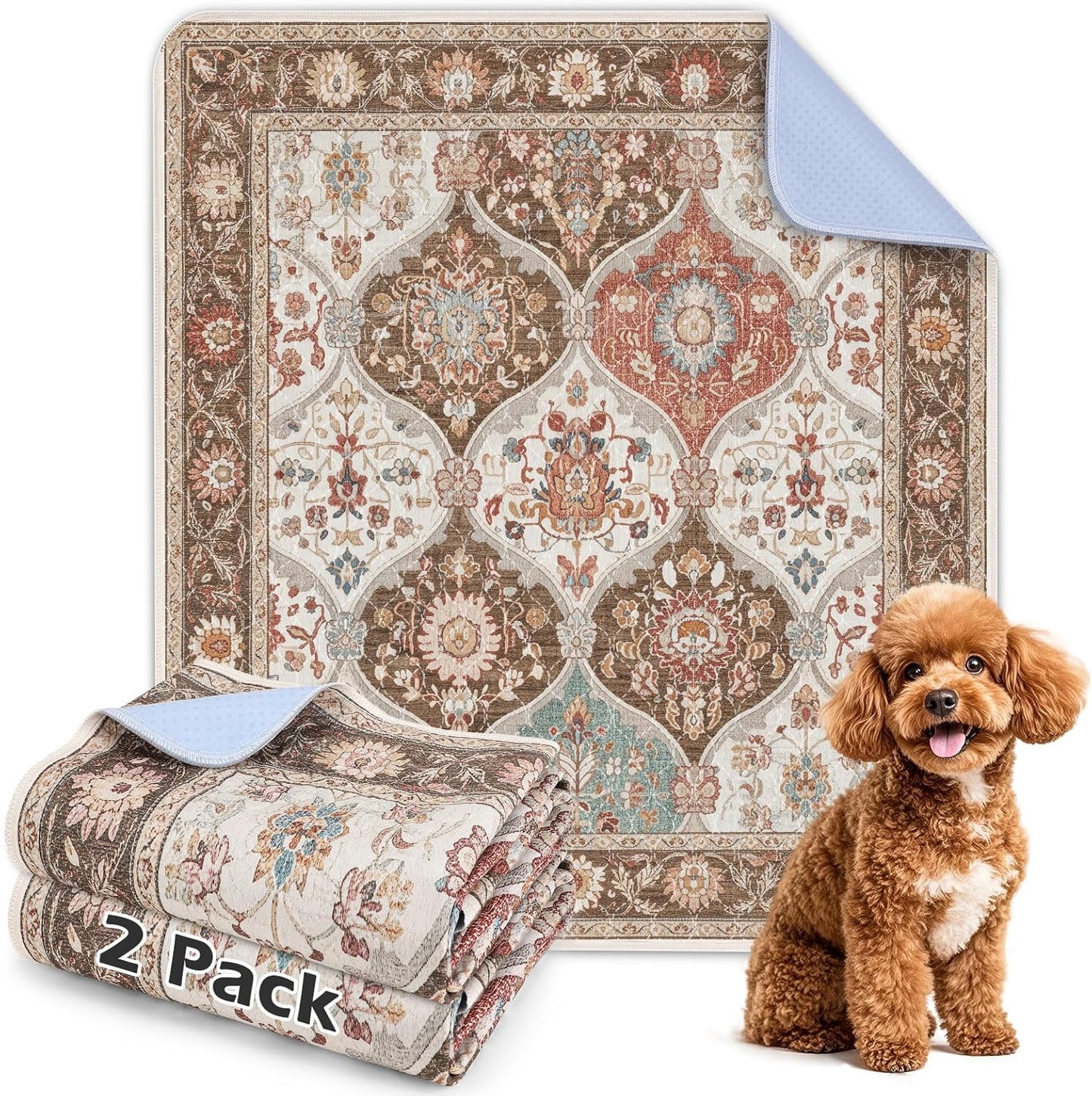 INVENHO Washable Pee Pads for Dogs 72"x72" Reusable Dog Pads Extra Large Upgrade Non-Slip Dog Pee Pads Heavy Absorbency Puppy Pee Pads Quick Dry Whelping Pads/Waterproof Puppy Training Pad