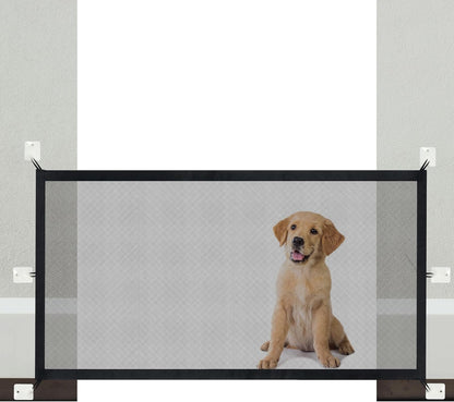 NWK Magic Dog Gate for Stairs Pet Gate for The House Providing a Safe Enclosure for Pets to Play and Rest, 6 Hooks Design (30'' X 43'')