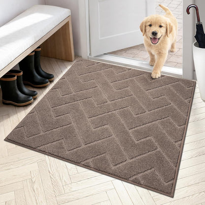 PURRUGS Dirt Trapping Door Mat 20" x 31.5", Non-Slip Machine Washable Entry Rug, Dog Doormat, Indoor Front Door Mat, Super Absorbent Entryway Rug for Muddy Shoes & Paws, Taupe