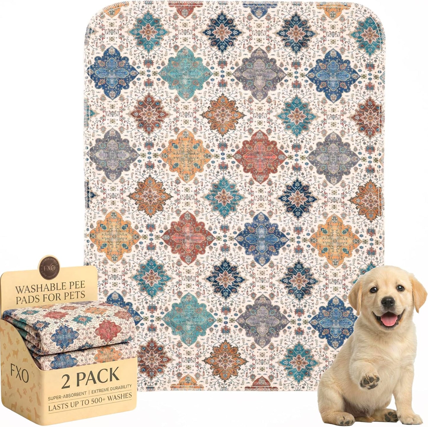 Washable Pee Pads for Dogs,Great Urine Absorbent Reusable Puppy Training Pads,Waterproof,Leak-Proof & Non-Slip Potty Pads for Whelping,Crate，Playpen，Bed.(Green Floral, 18" x24" )