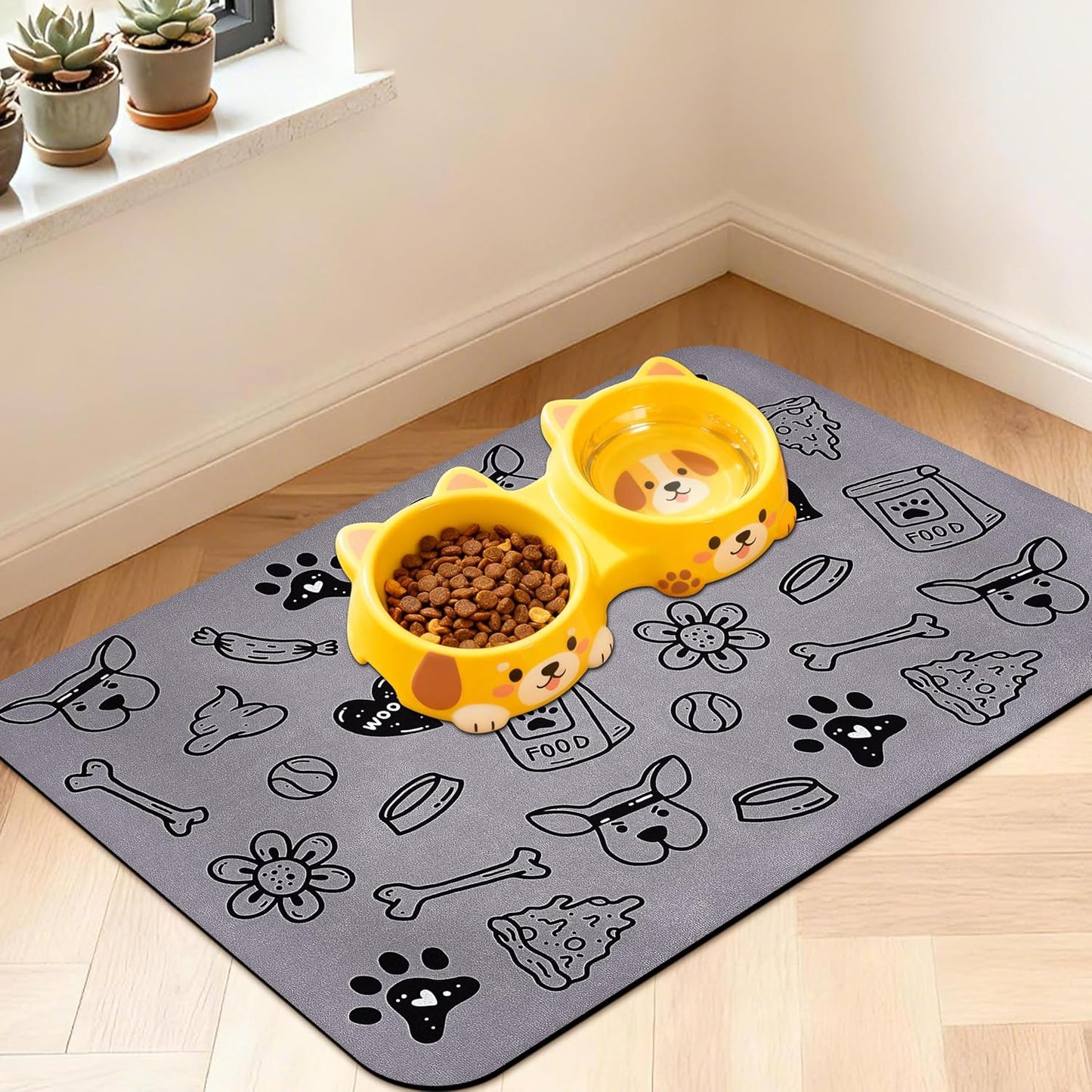 Pet Feeding Mat for Floors Waterproof Dog Mat for Food and Water Absorbent Quick Dry Non Slip mat for Cat Bowls