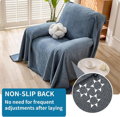 HAOMAIJIA Non Slip Couch Cover Sofa Covers for 3 Cushion Couch Washable sectional Couch Covers for Dogs pet Furniture Protector Couch Cover Blanket for Living Room (Off White, 91"x134")