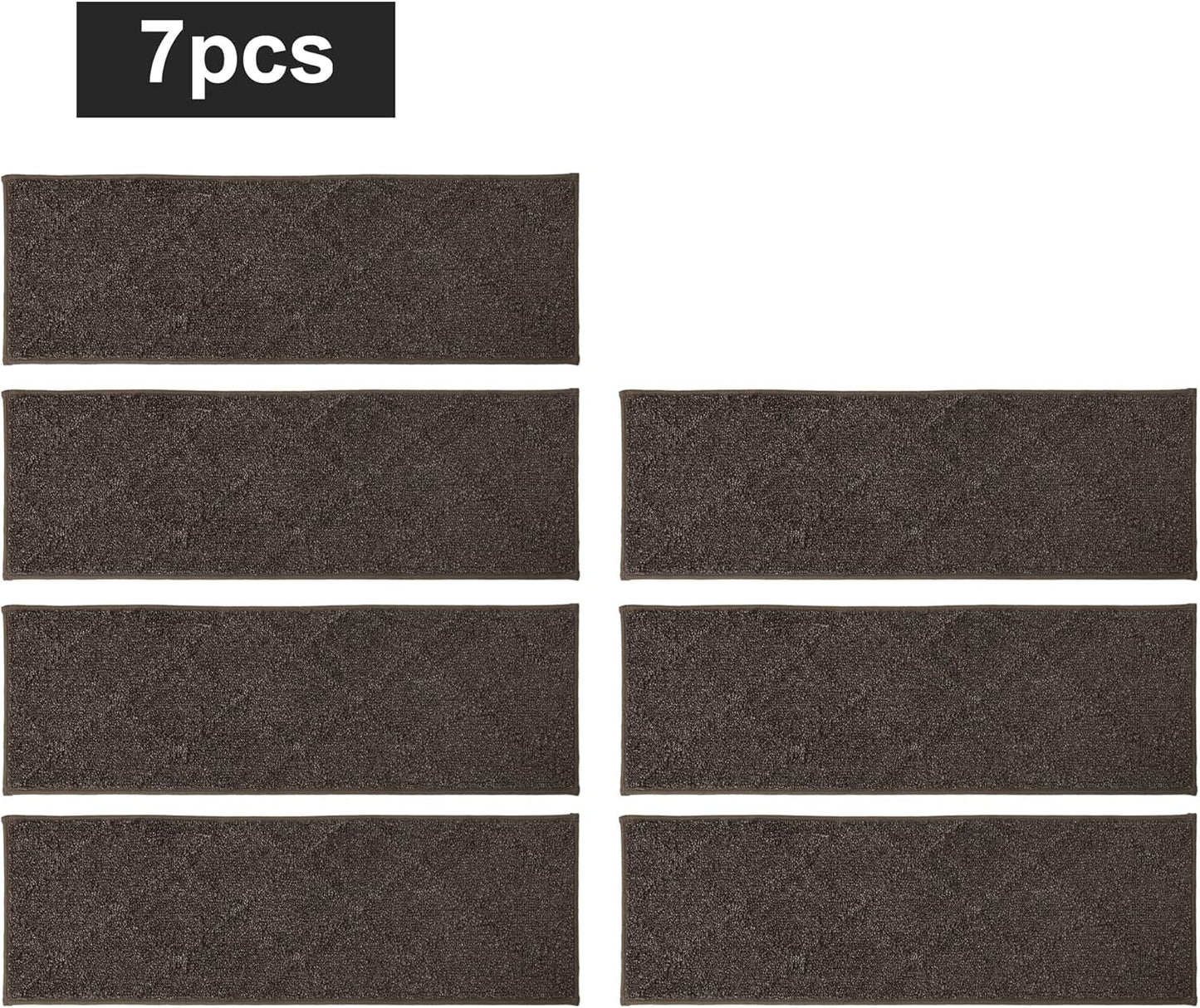 COSY HOMEER Edging Stair Treads Non-Slip Carpet Mat 28inX9in Indoor Stair Runners for Wooden Steps, Edging Stair Rugs for Kids and Dogs, 100% Polyester TPE Backing (7pc, Beige)