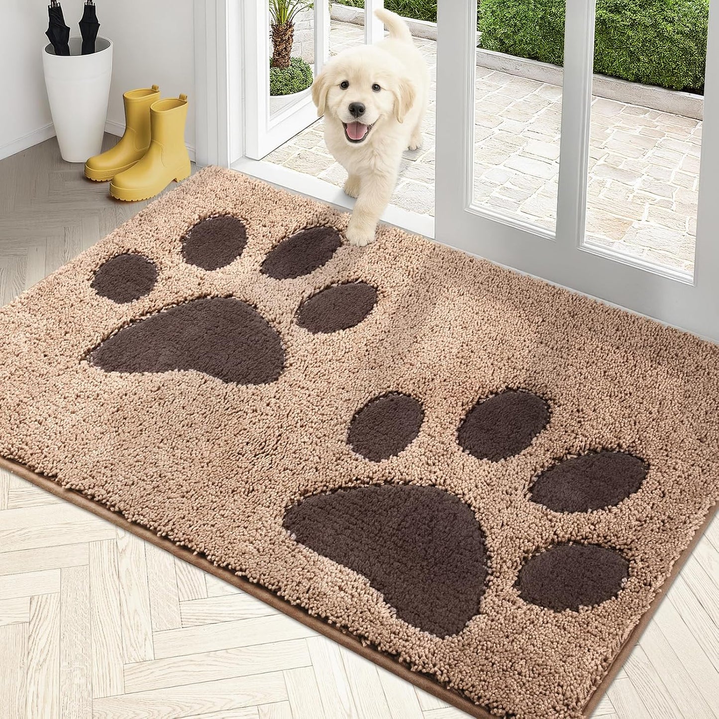 PURRUGS Dirt Trapping Door Mat 20" x 31.5", Non-Skid/Slip Machine Washable Microfiber Entryway Rug, Dog Doormat, Super Absorbent Welcome Mat for Muddy Wet Shoes and Paws, Grey
