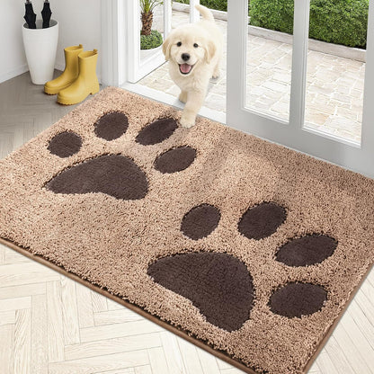 PURRUGS Dirt Trapping Door Mat 20" x 31.5", Non-Skid/Slip Machine Washable Microfiber Entryway Rug, Dog Doormat, Super Absorbent Welcome Mat for Muddy Wet Shoes and Paws, Grey
