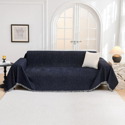 MYSKY HOME Couch Cover for Dogs, Washable Couch Covers, Non Slip Sofa Cover, Couch Cover 2 Cushion Sofa Dogs Furniture Protector with Tassels, Chenille Sofa Slipcover for Pets, 71"x118", Dark Grey