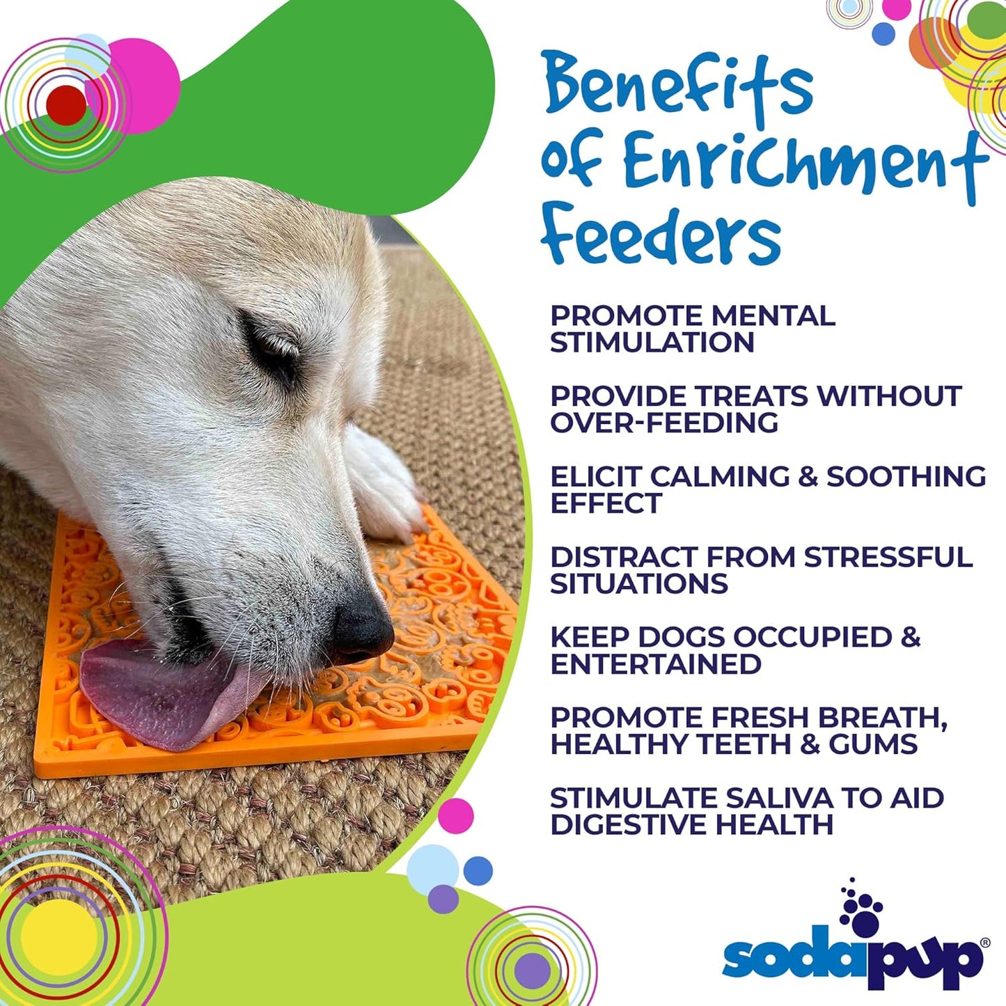 SodaPup Flower Power eMat – Durable Lick Mat Feeder Made in USA from Non-Toxic, Pet-Safe, Food Safe Rubber for Mental Stimulation, Avoiding Overfeeding, Fresh Breath, Digestive Health, & More