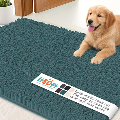 Dog Rugs for Muddy Paws 22x14 | Cleaner Mud Free Floors | Muddy Dogs Mats for Indoor, Dog Mat for Muddy Paws Door Mat Washable, Absorbent Chenille Mud Rug Paw Matt w/ Non Slip Backing, Charcoal Grey