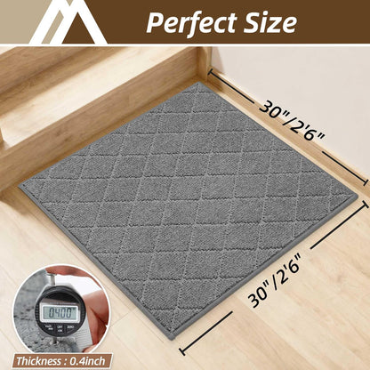 COSY HOMEER Edging Stair Treads Non-Slip Carpet Mat 28inX9in Indoor Stair Runners for Wooden Steps, Edging Stair Rugs for Kids and Dogs, 100% Polyester TPE Backing (7pc, Beige)