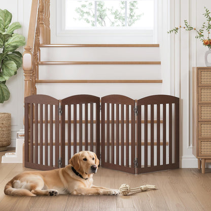 SPIRICH 96" Extra Wide 28" Tall Wooden Freestanding Foldable Dog Gate, Pet Gate Indoor, 4 Panels, White