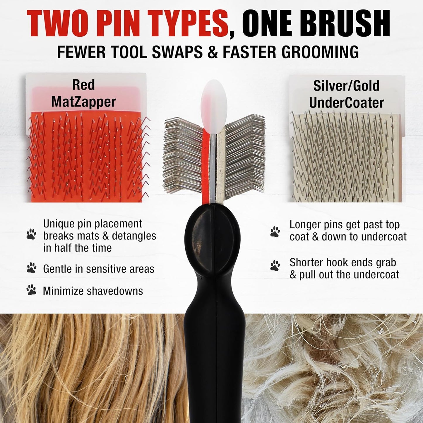 FlexIt Home - Flexible Slicker Brush for Dogs - Dog Grooming Brush for Poodles, Golden Doodles, Huskies, Retrievers, and Labradoodles - Professional 3-in-1 System & Video Trainings (Single, Soft Flex)
