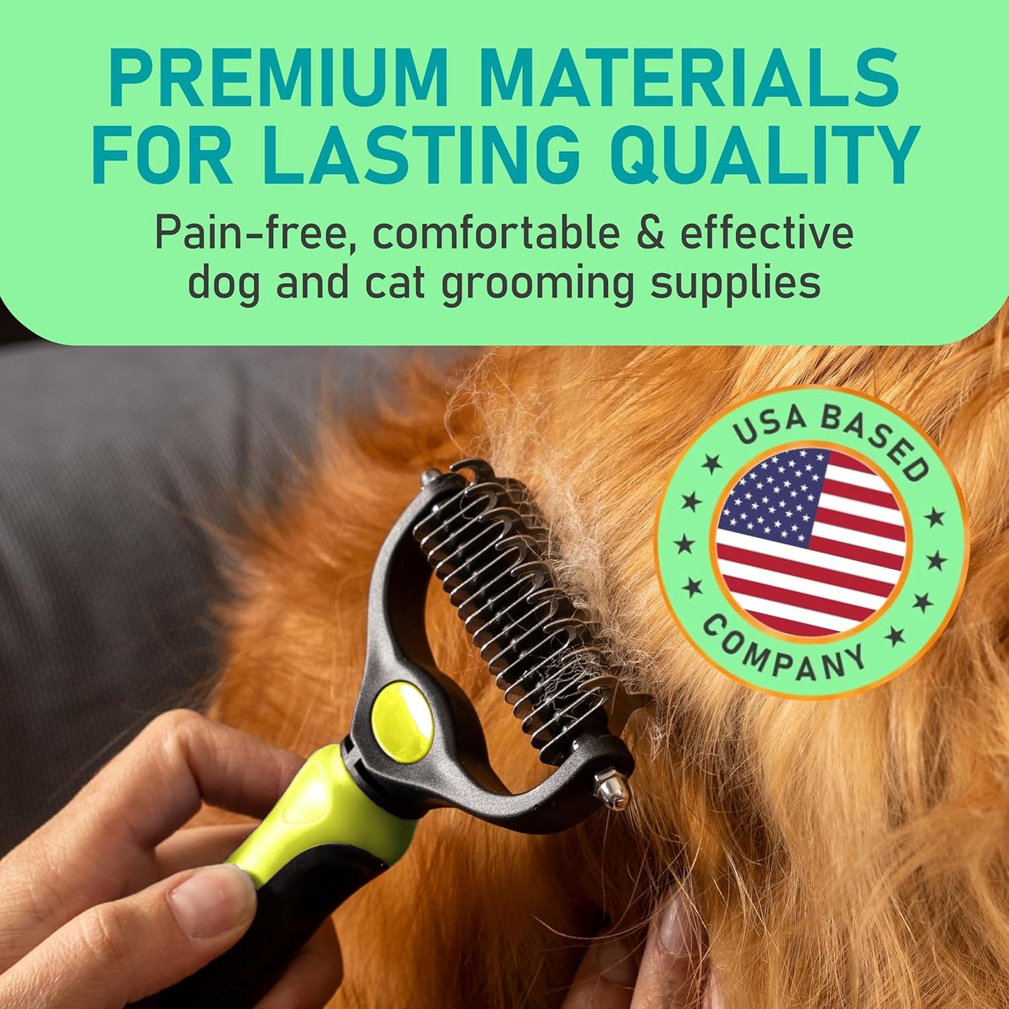 Maxpower Planet Hair Brush - Double Sided Shedding, Dematting Undercoat Rake for Dogs and Cats - Extra Wide Dog Grooming Brush, Reduce Shedding by 95%, Turquoise